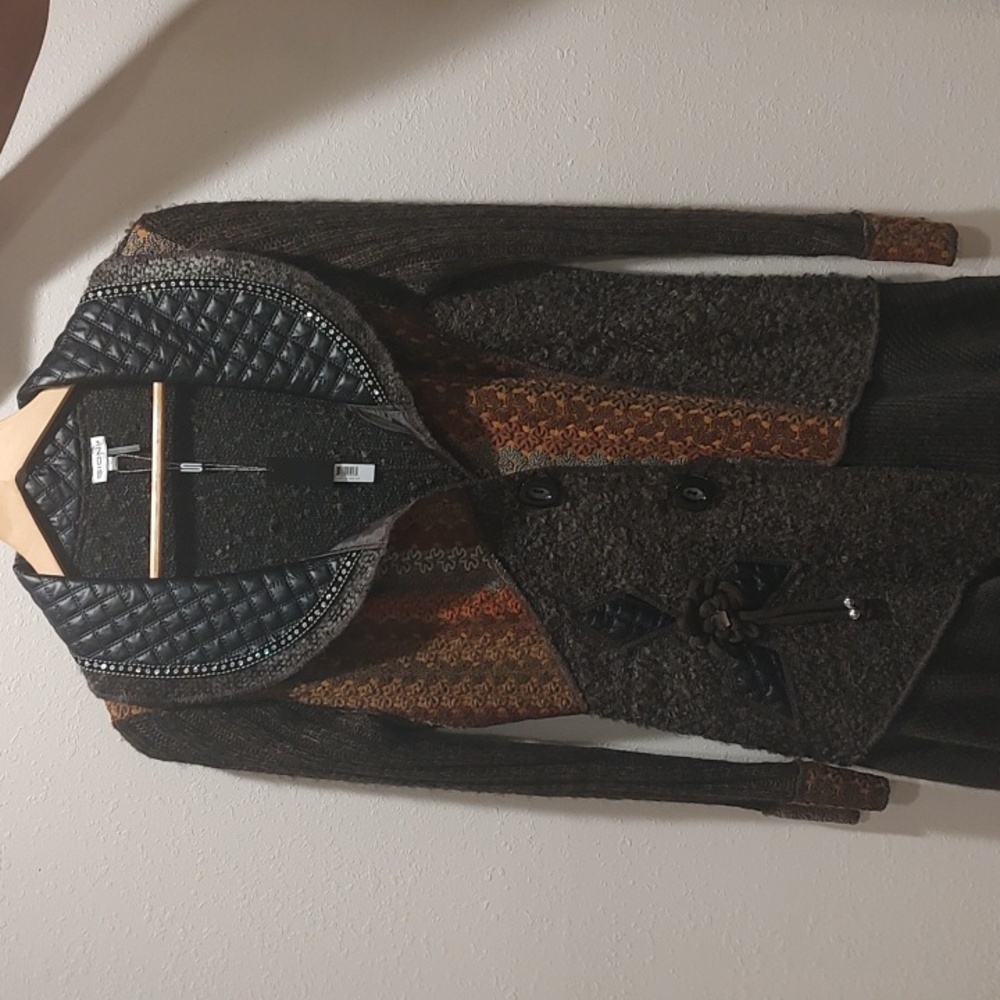 Soini Brown and Orange Patchwork Cardigan